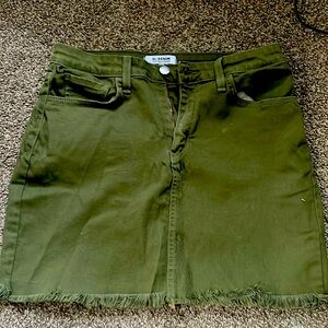 O2 Denim Olive Green Jean Skirt